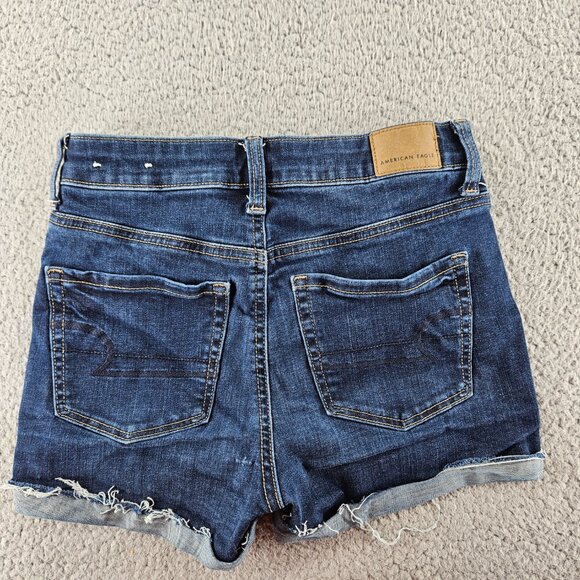 American Eagle Shorts Womens 2 Blue Denim Hi-Rise Shortie Next Level Stretch Raw - Picture 13 of 16